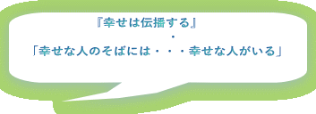 『幸せは伝播する』 　　　　⇓ 　「幸せな人のそばには・・・幸せな人がいる」